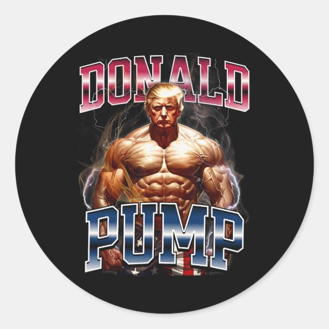 Adesivo Redondo Donald Pump Meme Engraçado (Frente)