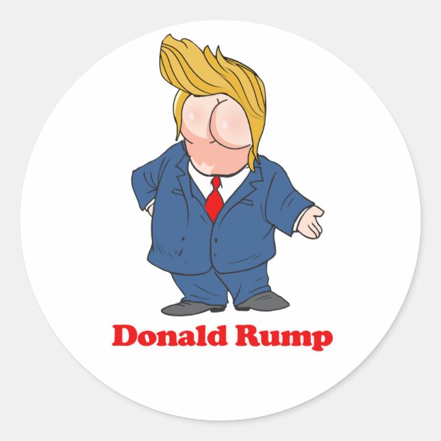 Adesivo Redondo Donald Rump - Design Anti-Trump - - Político -.p (Frente)