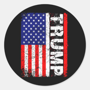 Adesivo Redondo Donald Trump 2020 Vintage Usa Flag T Shirts