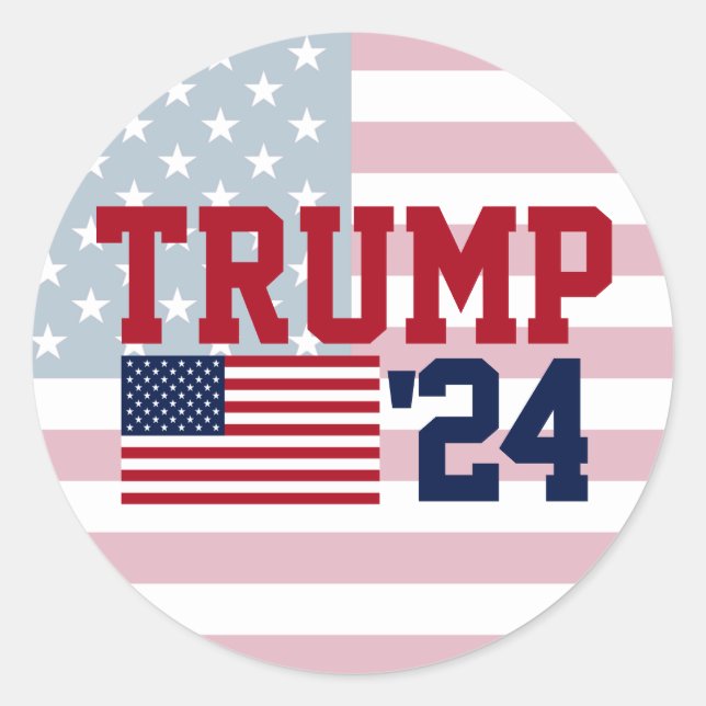 Adesivo Redondo Donald Trump 2024 American Flag (Frente)