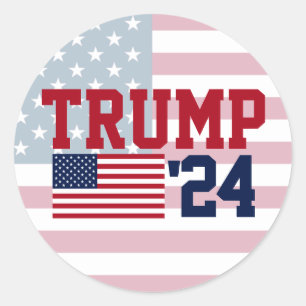 Adesivo Redondo Donald Trump 2024 American Flag