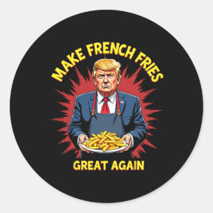 Adesivo Redondo Donald Trump 2024 Francês Fry - Make French Fries 