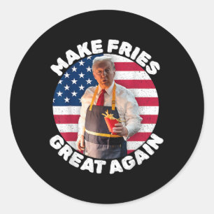 Adesivo Redondo Donald Trump 2024 Francês Fry - Make French Fries 