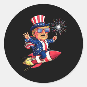 Adesivo Redondo Donald Trump 2024 Happy 4 De Julho Trump American