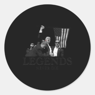 Adesivo Redondo Donald Trump 2024 Lendas Nunca Morrem Patriótica D