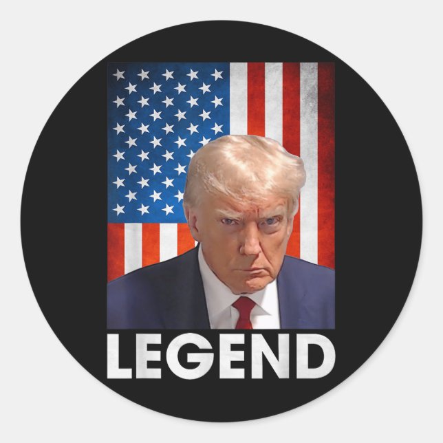 Adesivo Redondo Donald Trump 2024 Presidente Legend American Flag (Frente)