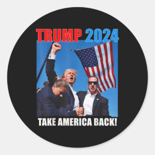 Adesivo Redondo Donald Trump 2024 Recupere a bandeira americana