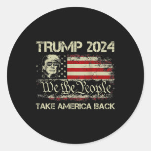Adesivo Redondo Donald Trump 2024 Recupere a bandeira americana