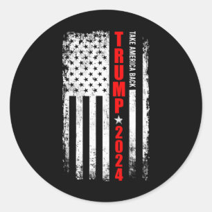 Adesivo Redondo Donald Trump 2024 Recupere a bandeira americana