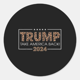 Adesivo Redondo Donald Trump 2024 Recupere a Impressão Leopardo na