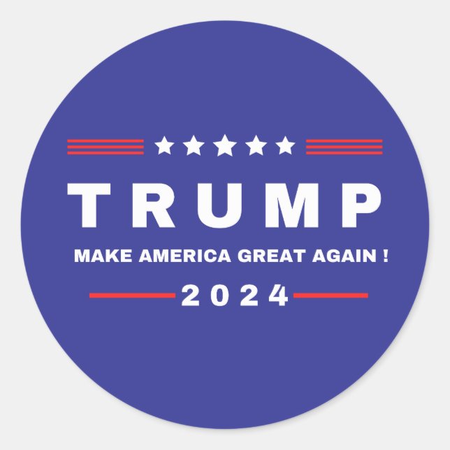 Adesivo Redondo Donald Trump 2024 Retire Novamente a América (Frente)