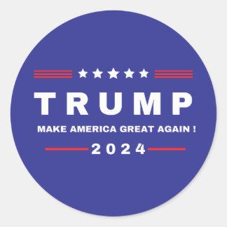 Adesivo Redondo Donald Trump 2024 Retire Novamente a América