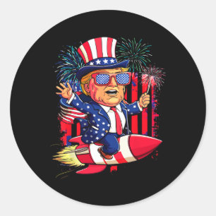 Adesivo Redondo Donald Trump 2025 Happy 4 De Julho Trump American