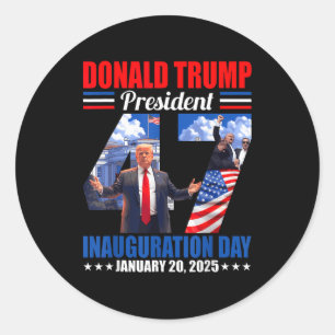 Adesivo Redondo Donald Trump 47º Dia da Inauguração do Presidente 