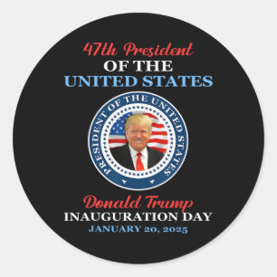 Adesivo Redondo Donald Trump 47º Presidente Posse 2025 EUA