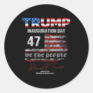 Adesivo Redondo Donald Trump 47.º Presidente 2025 Inauguração dos