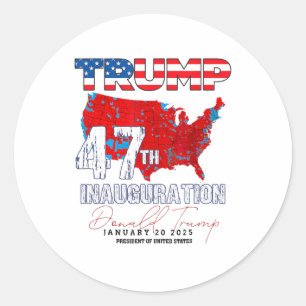 Adesivo Redondo Donald Trump 47.º Presidente 2025 Inauguração dos