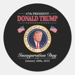 Adesivo Redondo Donald Trump 47.º Presidente Inauguração 2025 Sup