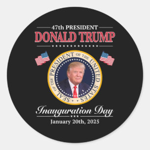 Adesivo Redondo Donald Trump 47.º Presidente Inauguração 2025 Sup