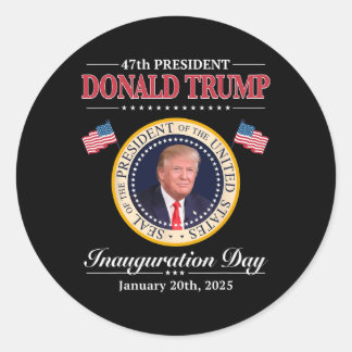Adesivo Redondo Donald Trump 47.º Presidente Inauguração 2025 Sup