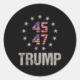 Adesivo Redondo Donald Trump 47 Presidente Dos Eua 2024 Shirt Trum