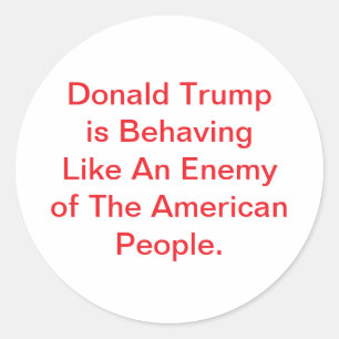 Adesivo Redondo Donald Trump Age Como Inimigo Hankamer Artjunkhaus