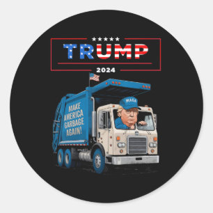 Adesivo Redondo Donald Trump Anda em Camisa de Caminhão Garge para