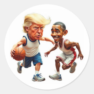 Adesivo Redondo Donald Trump Barack Obama