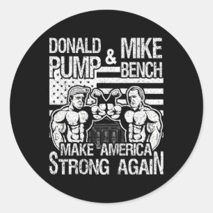 Adesivo Redondo Donald Trump Bombeia Mike Pence Supino Corpo Const