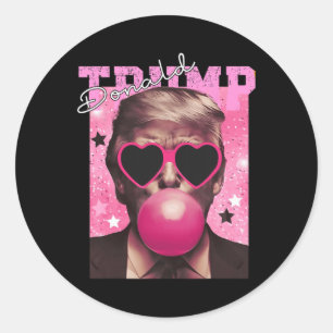 Adesivo Redondo Donald Trump Bubble Gum Pink Sungs
