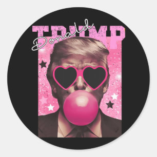 Adesivo Redondo Donald Trump Bubble Gum Pink Sungs