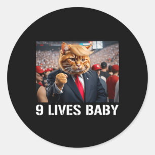 Adesivo Redondo Donald Trump Cat Nine Lives Baby
