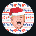 Adesivo Redondo DONALD TRUMP Christmas<br><div class="desc">Presentes de Natal Políticos Humorosos e Muito Mais do PolitiClothes.com Encontrar as Eleições e Presentes Políticos Mais Úteis,  Incluindo: Camisas Políticas,  Autocolantes Políticos,  Botões Políticos,  Posters Políticos,  Pinos Políticos,  Cartões Políticos,  Mogas Políticos,  Posters Políticos,  Sinais Políticos e Muito Mais! Compre Agora Em: http://www.PolitiClothes.com</div>