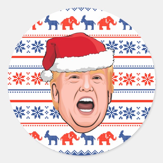 Adesivo Redondo DONALD TRUMP Christmas (Frente)