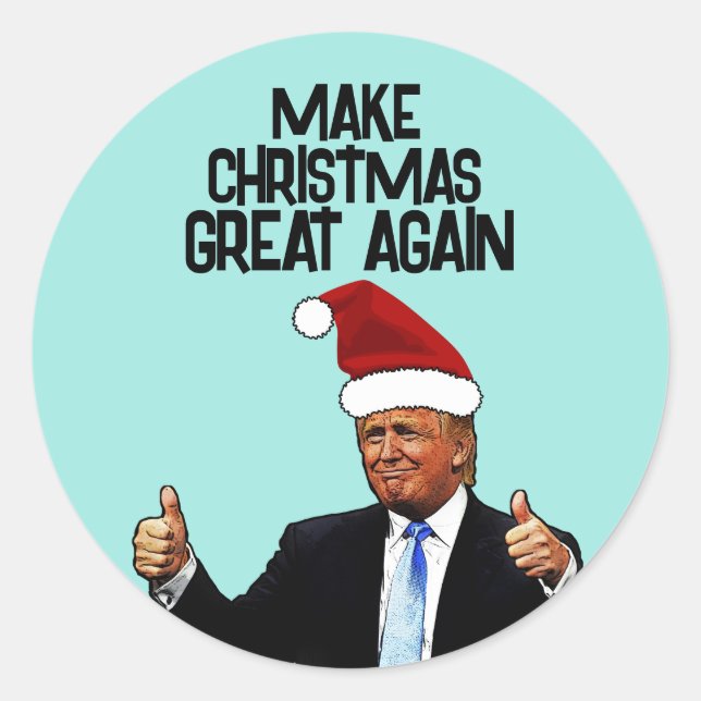 ADESIVO REDONDO DONALD TRUMP CHRISTMAS EXCELENTE DE NOVO (Frente)