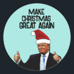 ADESIVO REDONDO DONALD TRUMP CHRISTMAS EXCELENTE DE NOVO<br><div class="desc">FAZER EXCELENTE DE NATAL NOVAMENTE VESTIDOS DE TRUMP</div>