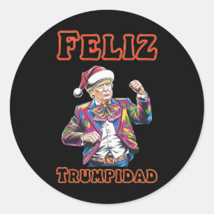 Adesivo Redondo Donald Trump Christmas Feliz Trumpidad 1