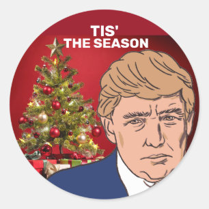 ADESIVO REDONDO DONALD TRUMP CHRISTMAS STICKERS