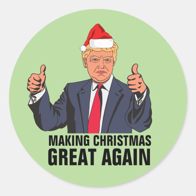 ADESIVO REDONDO DONALD TRUMP CHRISTMAS STICKERS (Frente)