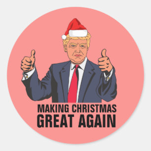 ADESIVO REDONDO DONALD TRUMP CHRISTMAS STICKERS, EXCELENTE NOVAMEN