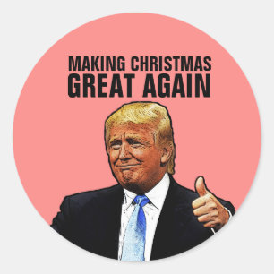 ADESIVO REDONDO DONALD TRUMP CHRISTMAS STICKERS, EXCELENTE NOVAMEN