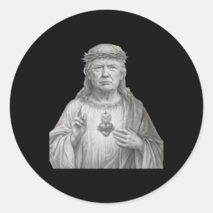 Adesivo Redondo Donald Trump Como Jesus - Fé e Patriotismo Para C