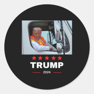 Adesivo Redondo Donald Trump Corre No Caminhão De Lixo