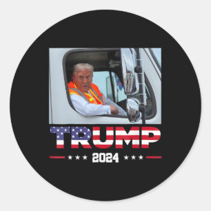 Adesivo Redondo Donald Trump Corre No Caminhão De Lixo 1