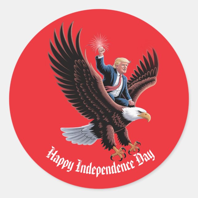 Adesivo Redondo Donald Trump Correndo Personalizado De Arte Patrió (Frente)