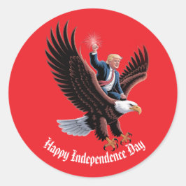 Adesivo Redondo Donald Trump Correndo Personalizado De Arte Patrió