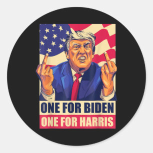 Adesivo Redondo Donald Trump Dedo Médio Biden Harris América Re