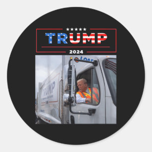 Adesivo Redondo Donald Trump Dirige No Lixo De Camisas De Lixo