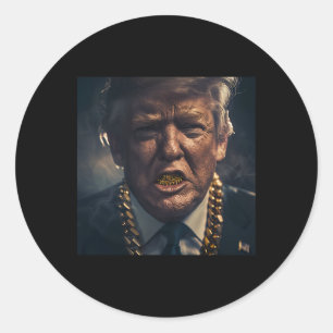 Adesivo Redondo Donald Trump Dourada Grillz