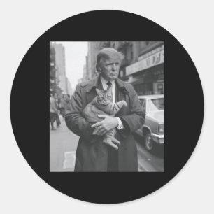 Adesivo Redondo Donald Trump E Cat Em Nyc